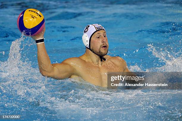 Paul Schueler of Germany during the Men's Water Polo quarterfinals qualification match between Germany and Australia during day nine of the 15th FINA...