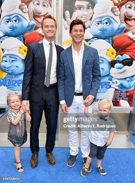 Actor Neil Patrick Harris , David Burtka , Harper Grace Burtka-Harris , and Gideon Scott Burtka-Harris attend the premiere Of Columbia Pictures'...