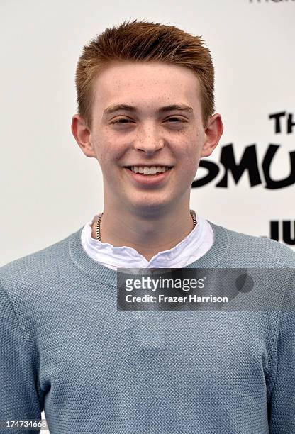 Actor Dylan Riley Snyder attends the premiere of Columbia Pictures' 'Smurfs 2' at Regency Village Theatre on July 28, 2013 in Westwood, California.