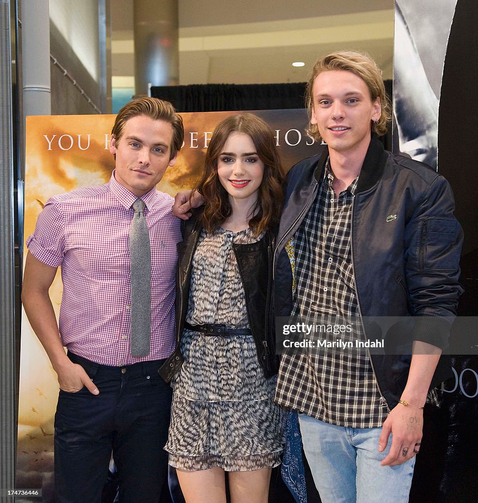 Lily Collins, Jamie Campbell Bower and Kevin Zegers of "The Mortal Instruments" at Mall of America in Minneapolis