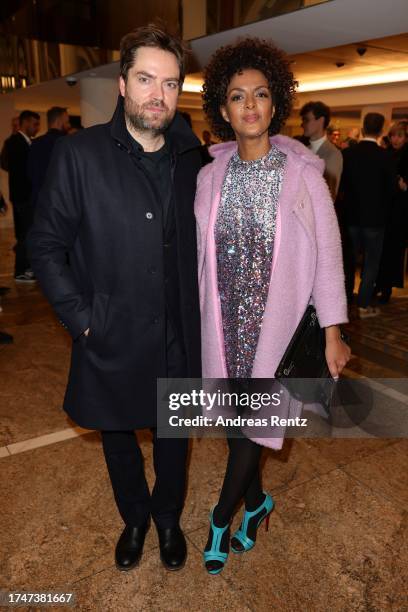 Mario Pfeifer and Dennenesch Zoude attend the Hessischer Film- und Kinopreis 2023 at Alte Oper on October 20, 2023 in Frankfurt am Main, Germany.