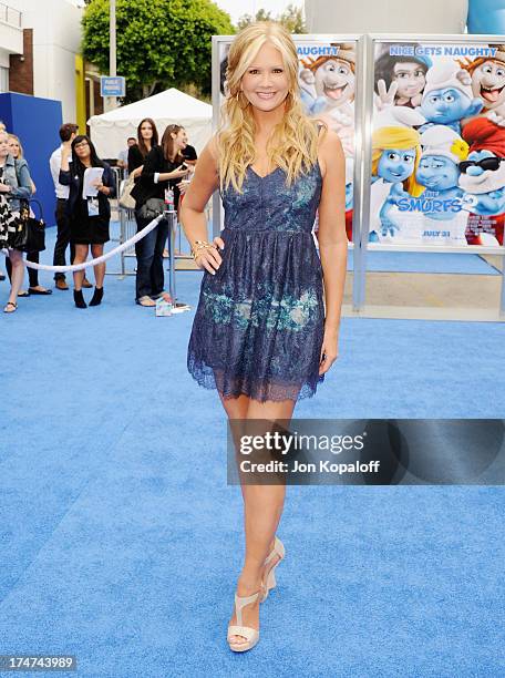 Personality Nancy O'Dell arrives at the Los Angeles Premiere "Smurfs 2" at Regency Village Theatre on July 28, 2013 in Westwood, California.