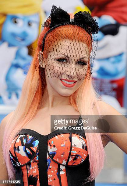 Singer Bonnie McKee arrives at the Los Angeles premiere of "Smurfs 2" at Regency Village Theatre on July 28, 2013 in Westwood, California.