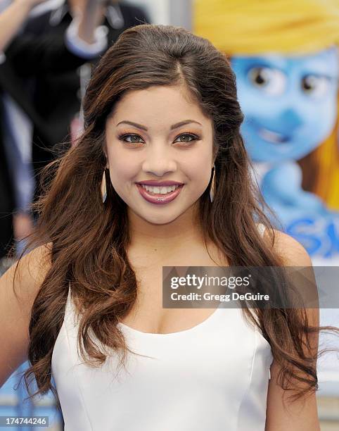 Singer Kiana Brown arrives at the Los Angeles premiere of "Smurfs 2" at Regency Village Theatre on July 28, 2013 in Westwood, California.