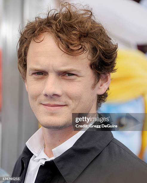 Actor Anton Yelchin arrives at the Los Angeles premiere of "Smurfs 2" at Regency Village Theatre on July 28, 2013 in Westwood, California.