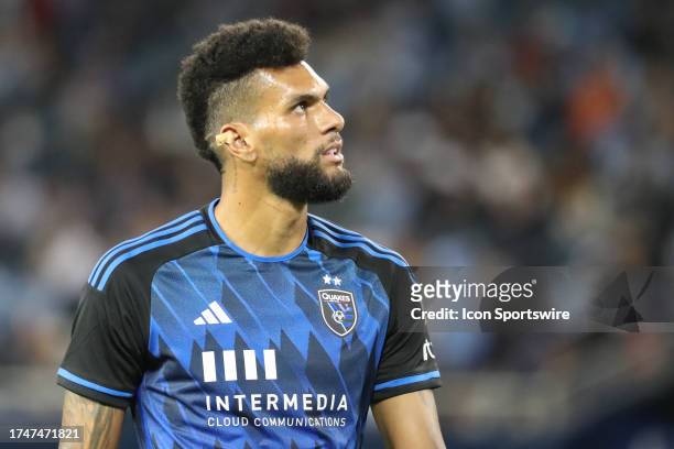 San Jose Earthquakes defender Rodrigues in the second half of an MLS playoff match between the San Jose Earthquakes and Sporting Kansas City on Oct...