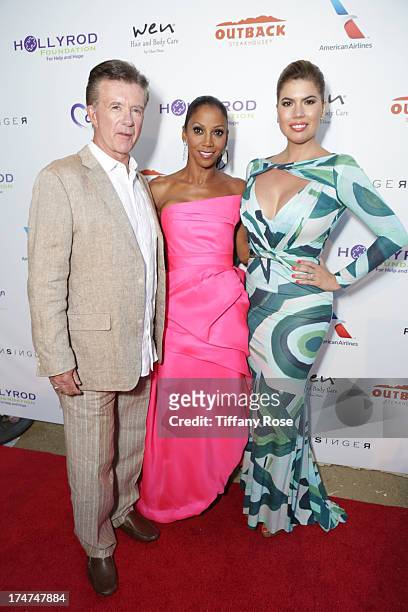 Alan Thicke, Holly Robinson Peete and Tanya Callau attend the 15th Annual DesignCare benefiting The HollyRod Foundation on July 27, 2013 in Malibu,...