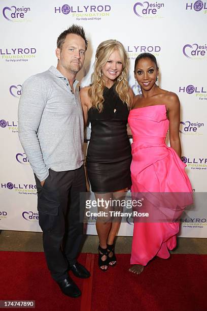 Keith Zubulevich, Nancy O'Dell and Holly Robinson Peete attends the 15th Annual DesignCare benefiting The HollyRod Foundation on July 27, 2013 in...