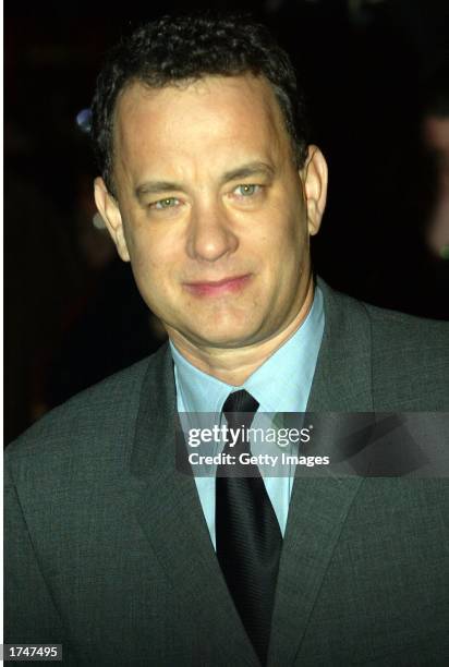 Tom Hanks attends the UK Premiere of Steven Spielberg's new film Catch Me If You Can on January 27, 2003. Leicester Square, London.