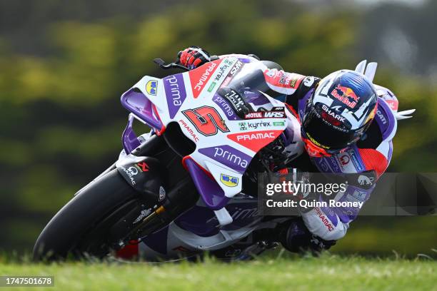 Johann Zarco of France and the Prima Pramac Racing Team during qualifying ahead of the 2023 MotoGP of Australia at Phillip Island Grand Prix Circuit...