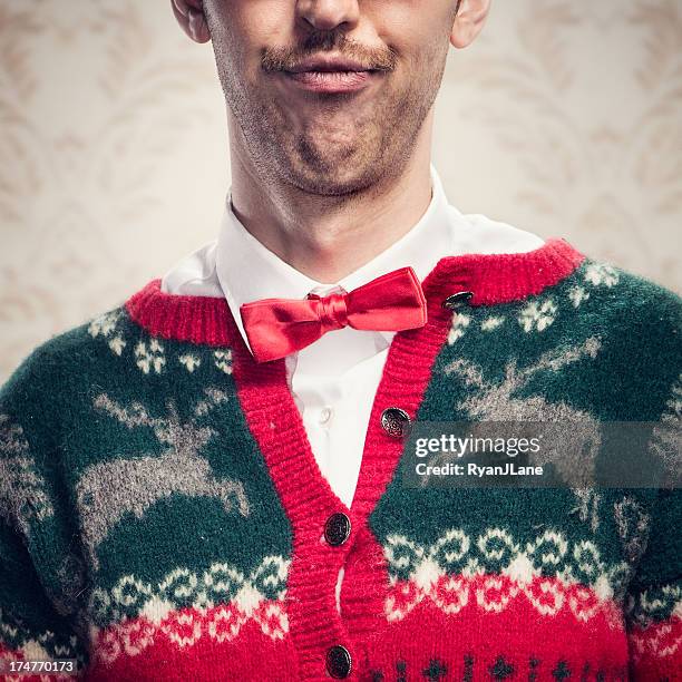 christmas sweater nerd - nerd sweater stock pictures, royalty-free photos & images