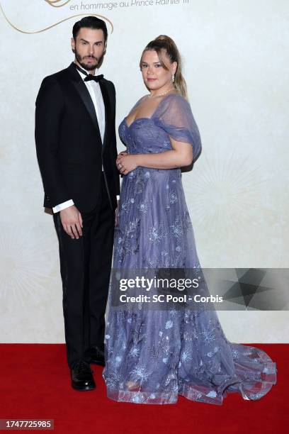 Baptiste Giabiconi and Camille Gottlieb attend the "Bal Du Centenaire - Prince Rainer III" Ball To Benefit The Fight Aids Monaco At Casino De...