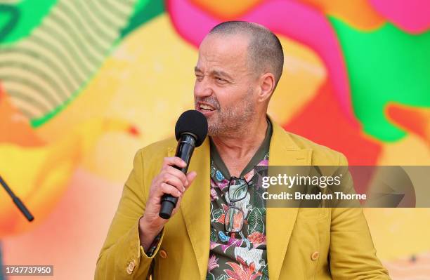 Adam Spencer speaks during the Adam Spencer and Dr Karl Kruszelnicki speak during the Big Questions session at SXSW Sydney on October 21, 2023 in...