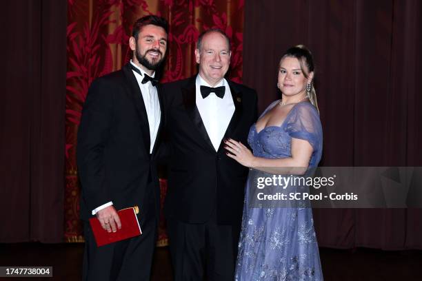 Jordan Klein, Albert II, Prince of Monaco and Camille Gottlieb attend the "Bal Du Centenaire - Prince Rainer III" Ball To Benefit The Fight Aids...