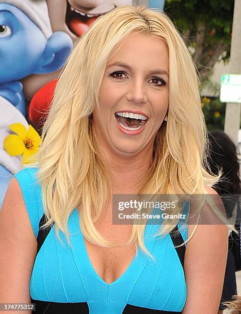 Britney Spears arrives at the "Smurfs 2" - Los Angeles Premiere at Regency Village Theatre on July 28, 2013 in Westwood, California.