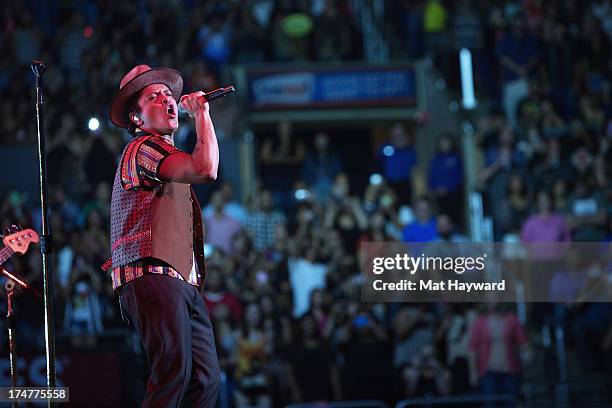 Grammy Award winner, Platinum record producer and artist Bruno Mars performs at Staples Center on July 28, 2013 in Los Angeles, California