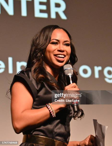 Alex Holley speaks during Stand Up & Shout: Songs From a Philly High School at the Philadelphia Film Festival on October 20, 2023 in Philadelphia,...