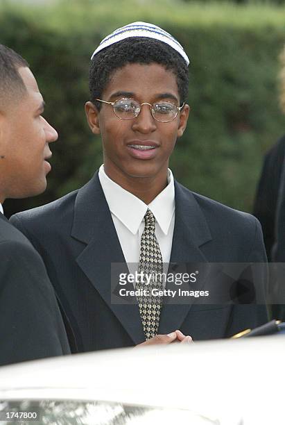 Joshua Carter son of actress Nell Carter attends his mother's funeral at Hillside Memorial Park on January 27, 2003 in Culver City, California....