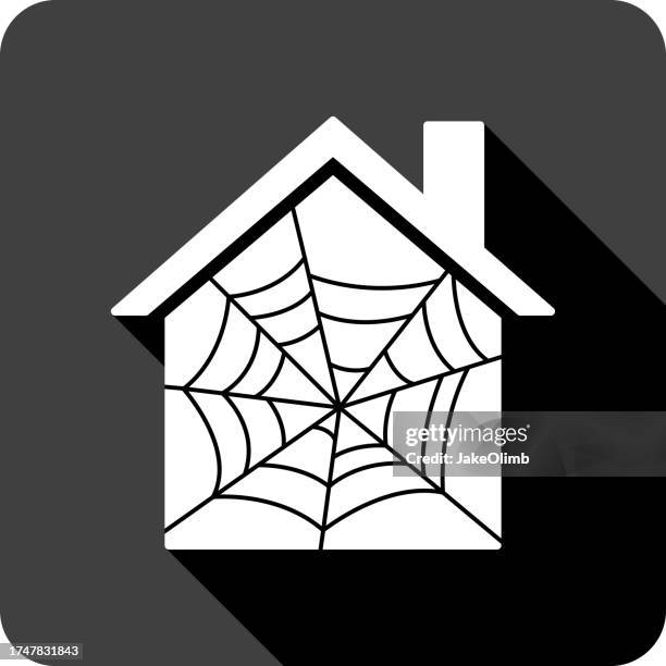 house spider web icon silhouette - spider building web stock illustrations
