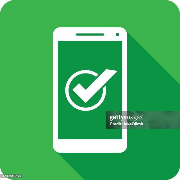 illustrazioni stock, clip art, cartoni animati e icone di tendenza di segno di spunta icona smartphone silhouette 4 - disegno di legge