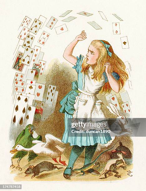 alice in wonderland - john tenniel stock illustrations