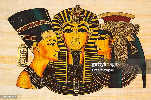 stockillustraties, clipart, cartoons en iconen met "nefertiti, tutankhamun, ( king tut ) and cleopatra " - queen cleopatra vii of egypt