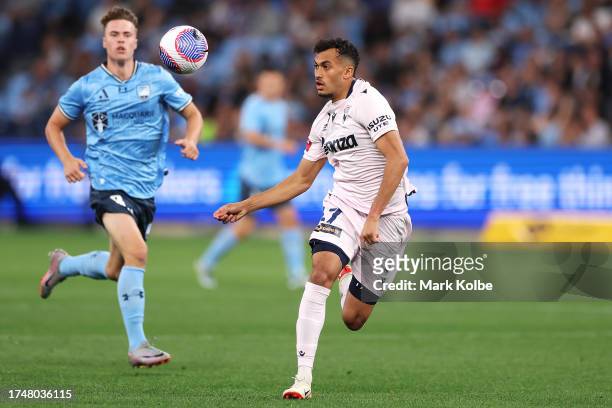 Nishan Velupillay of the Victory runs onto a pass during the A-League Men round one match between Sydney FC and Melbourne Victory at Allianz Stadium,...