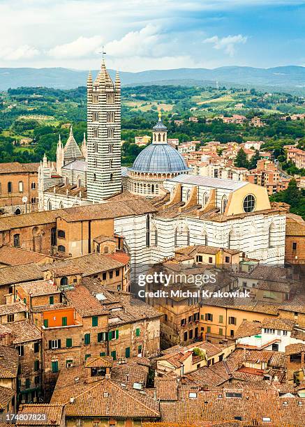 siena cathedral (tuscany, italy) - torre del mangia stock pictures, royalty-free photos & images