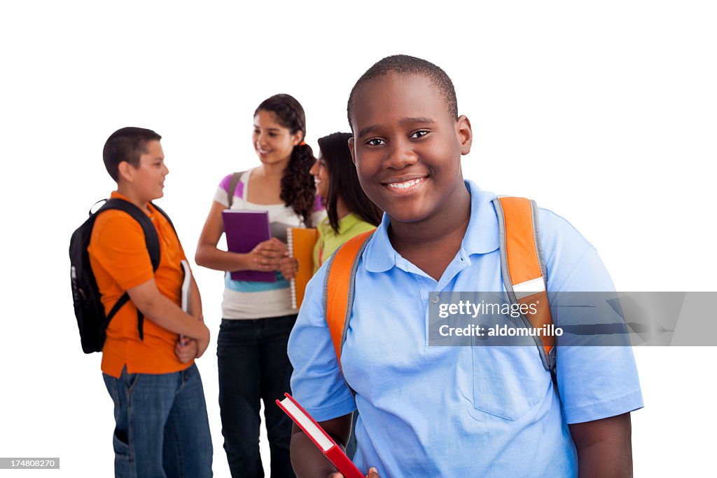 African-american student with classmates
