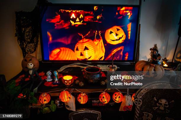 Living-room is seen getting ready for the celebration of Halloween, in Nijmegen, The Netherlands, on October 26th, 2023.