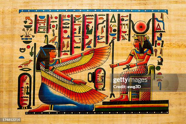 illustrazioni stock, clip art, cartoni animati e icone di tendenza di papiro egiziano antico - cleopatra