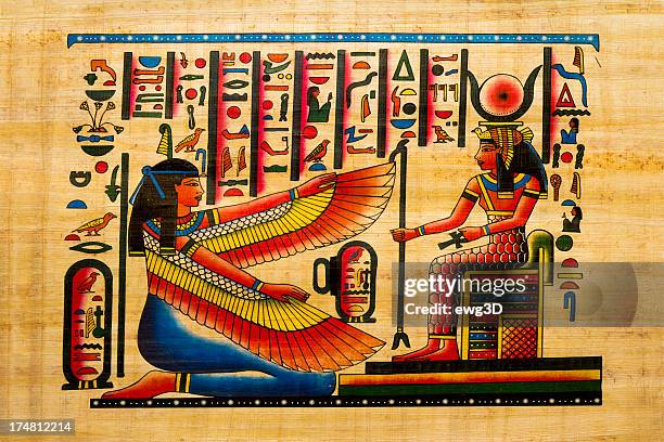 stockillustraties, clipart, cartoons en iconen met egyptian ancient papyrus - cleopatra