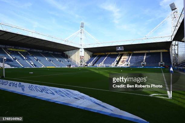 General view of Deepdale ahead of the Sky Bet Championship match between Preston North End and Millwall at Deepdale on October 21, 2023 in Preston,...