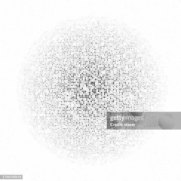 geometric design with gradient black dots on a white canvas framed by a dot-patterned border. - concentric stock illustrations