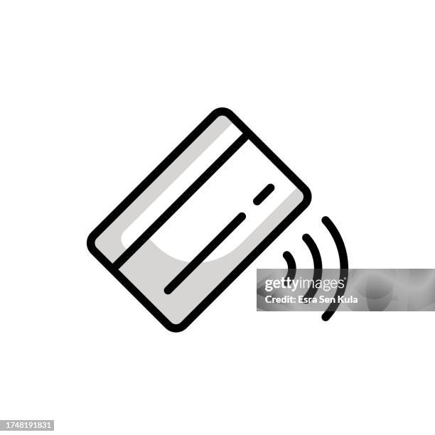 contactless payment universal line icon design with editable stroke. suitable for web page, mobile app, ui, ux and gui design. - credit card reader isolated stock illustrations