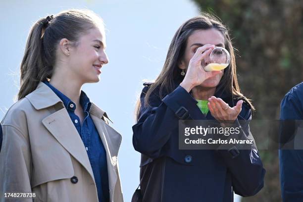 Crown Princess Leonor of Spain and Queen Letizia of Spain visit to Churches of Arroes, Pion and Candanal, which are been honoured as the 2023 Best...