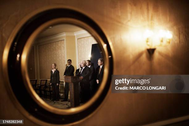 Republican Senator John McCain addresses a press conference in Cairo on February 20, 2012 during an official visit by a delegation of US senators to...