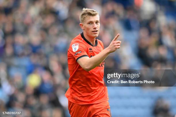 Zian Flemming of Millwall celebrates his goal to make it 1-1 during the Sky Bet Championship match between Preston North End and Millwall at Deepdale...