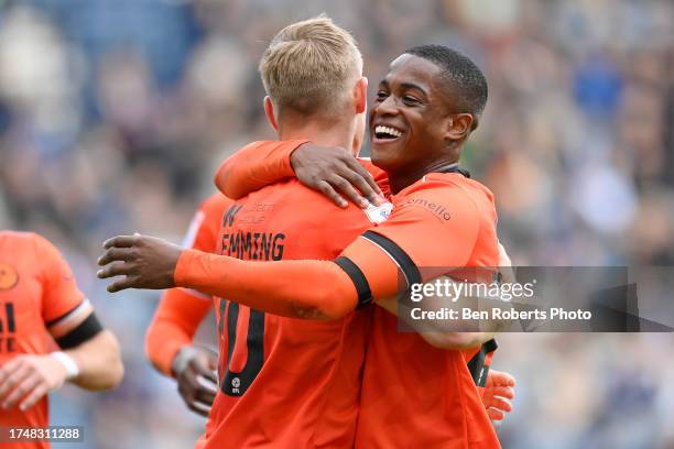 Zian Flemming of Millwall celebrates his goal to make it 1-1 during the Sky Bet Championship match between Preston North End and Millwall at Deepdale...