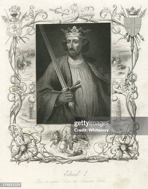 ilustrações, clipart, desenhos animados e ícones de king edward i da inglaterra retrato engraving - anos 1200