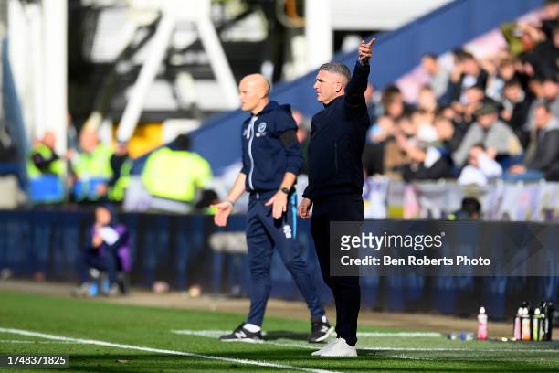 Preston North End Manager Ryan Lowe gives his team instructions during the Sky Bet Championship match between Preston North End and Millwall at...