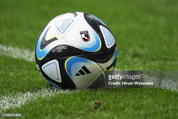 Match ball seen during the J.LEAGUE Meiji Yasuda J1 30th Sec. Match between Vissel Kobe and Kashima Antlers at National Stadium on October 21, 2023...