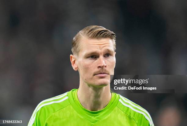 Jesse Öst of HJK Helsinki looks on prior to the UEFA Europa Conference League match between Eintracht Frankfurt and HJK Helsinki at Deutsche Bank...