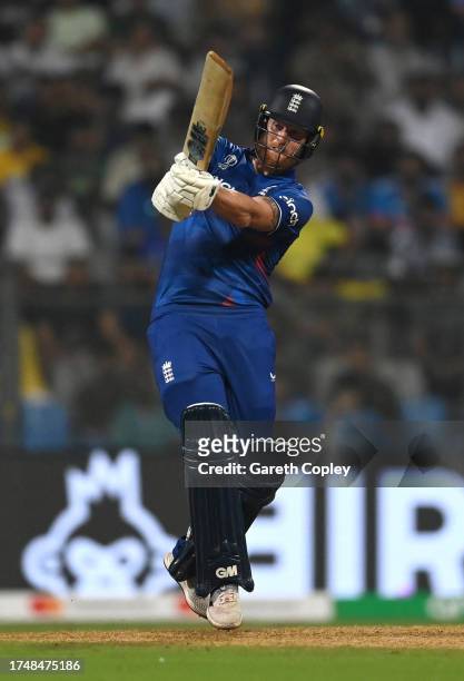 Ben Stokes of England bats during the ICC Men's Cricket World Cup India 2023 match between England and South Africa at Wankhede Stadium on October...