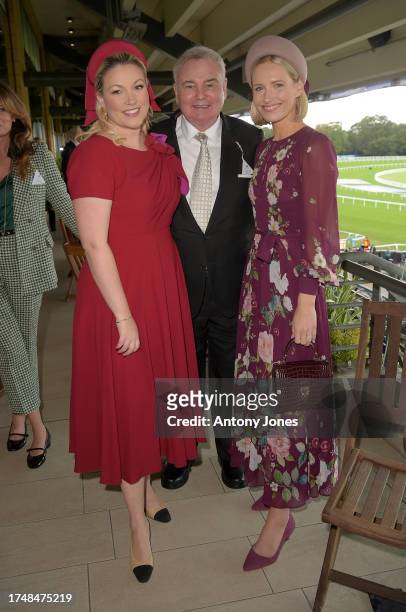Natalie Rushdie, Eamonn Holmes and Laura-Ann Barr attend the QIPCO British Champions Day at Ascot Racecourse on October 21, 2023 in Ascot, England.