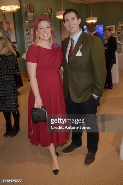 Natalie Rushdie and Zafar Rushdie attend the QIPCO British Champions Day at Ascot Racecourse on October 21, 2023 in Ascot, England.