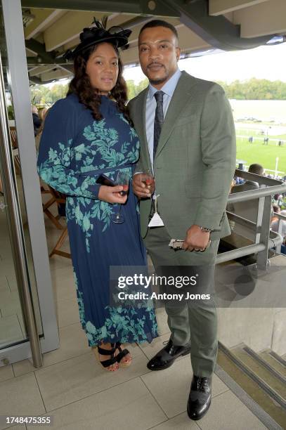 Danielle Isaie and Ashley Walters attend the QIPCO British Champions Day at Ascot Racecourse on October 21, 2023 in Ascot, England.