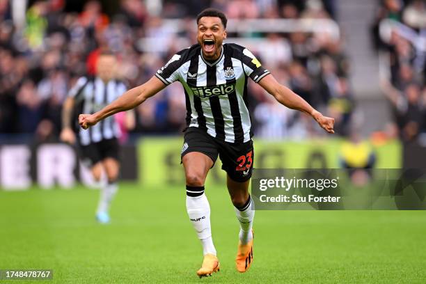 Jacob Murphy of Newcastle United celebrates after scoring the team's first goal during the Premier League match between Newcastle United and Crystal...