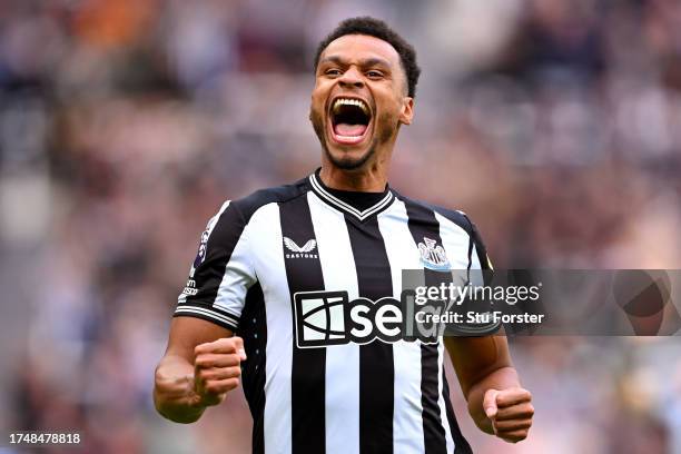 Jacob Murphy of Newcastle United celebrates after scoring the team's first goal during the Premier League match between Newcastle United and Crystal...