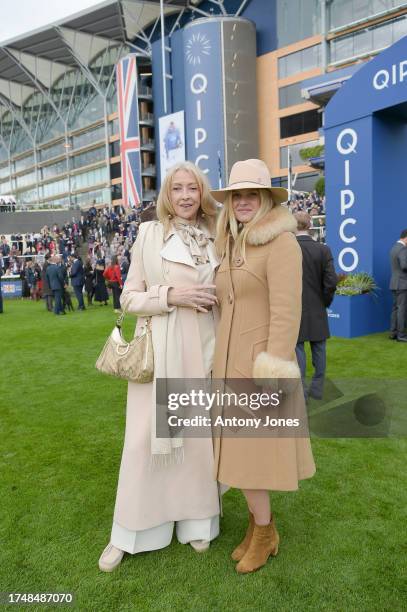 Sharon Maughan and Alice Eve attend the QIPCO British Champions Day at Ascot Racecourse on October 21, 2023 in Ascot, England.